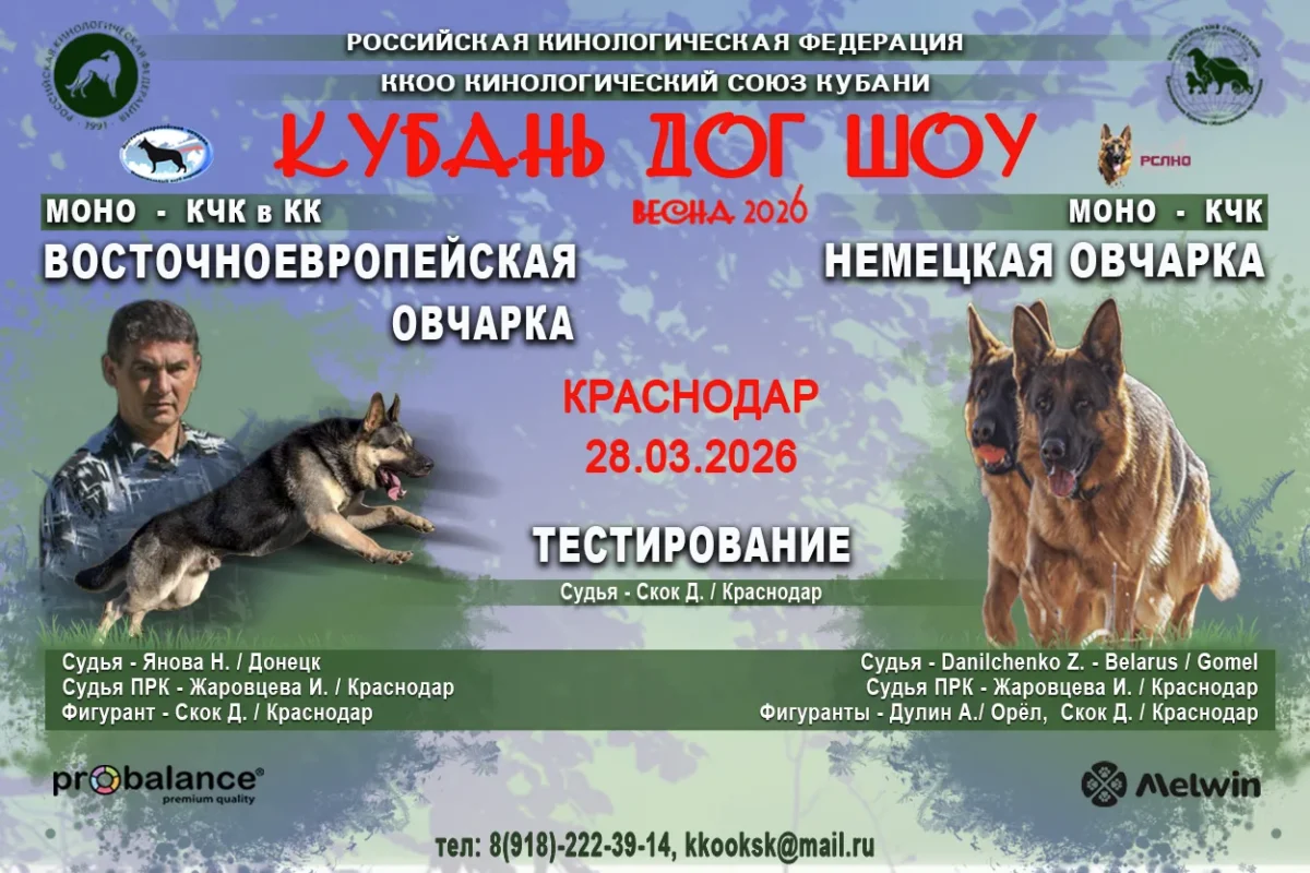 28.03.2026 — Блок зоотехнических мероприятий «КУБАНЬ-ДОГ-ШОУ Весна 2026»